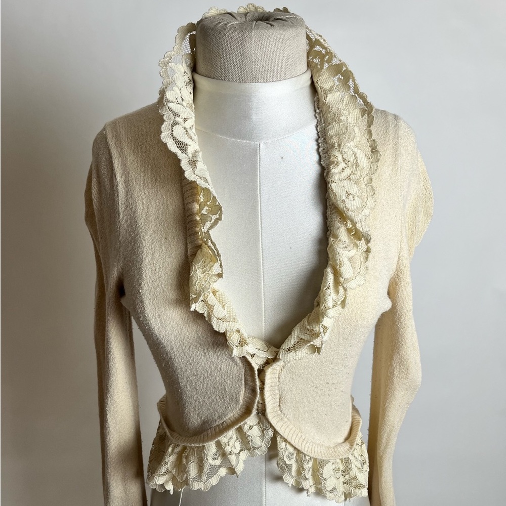 Beige lace sweater cardigan